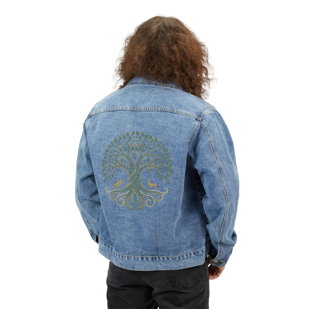 Denim Jacket — Embroidered Yggdrasil Back Patch