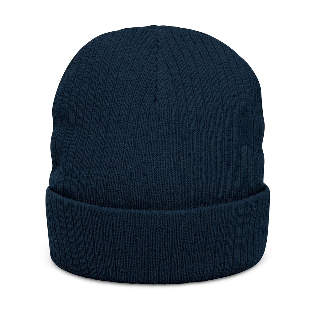 Embroidered Ribbed Knit Beanie — "Orion Noir" Cuffed Winter Hat