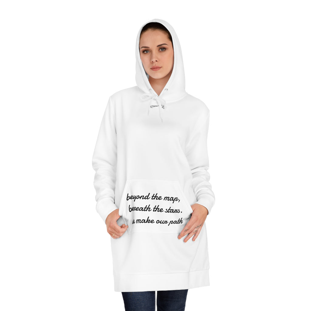 Hoodie Dress — "Beyond the Maps, Beneath the Stars, We Make Our Path" Graphic