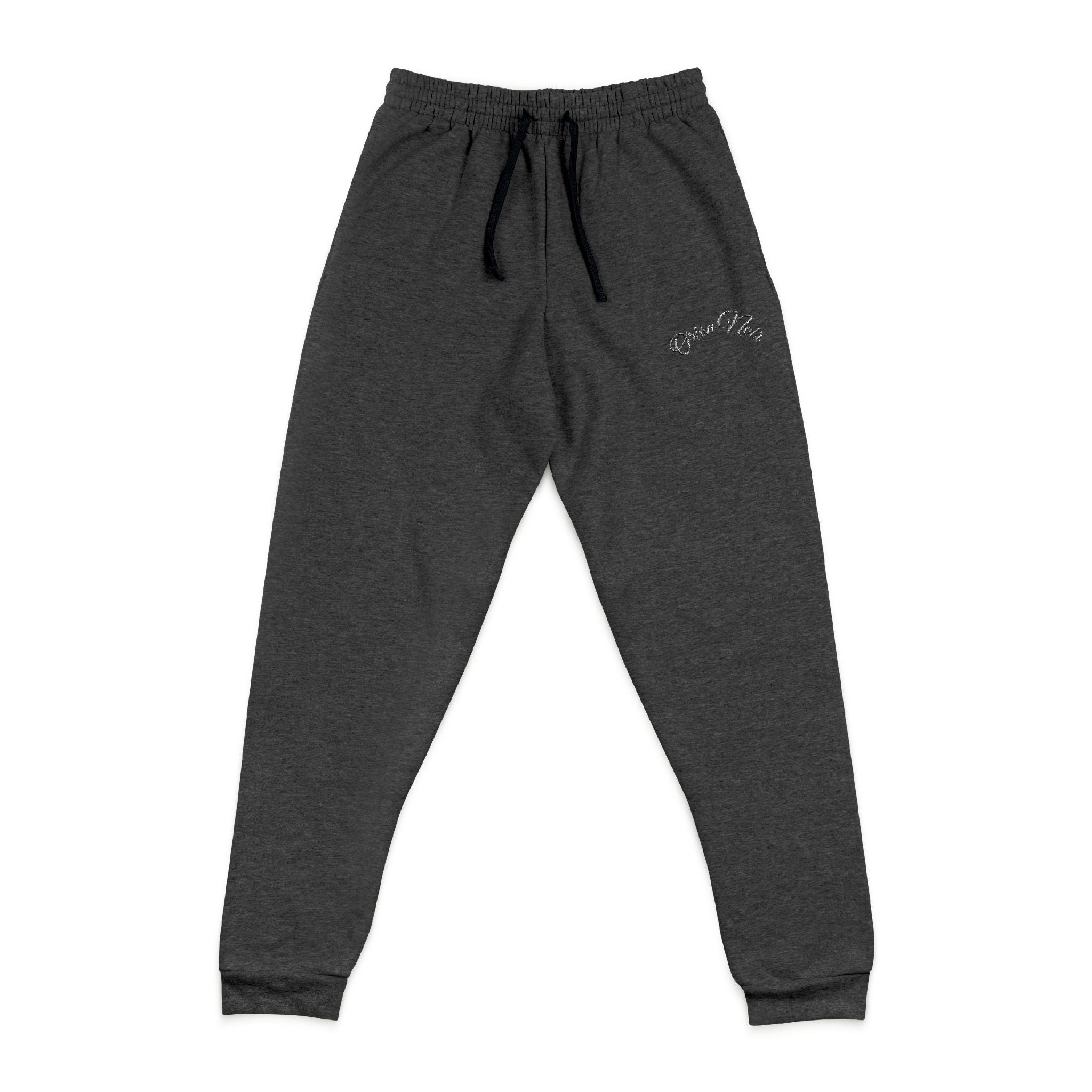 Embroidered Script Joggers — Cozy Charcoal Sweatpants